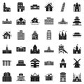 Different building icons set, simple style