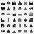Different building icons set, simple style