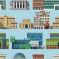 Different buildings hotels for tourist and travalers places vacation time apartment urban town facade vector seamless Royalty Free Stock Photo