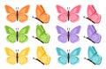 Different butterflies collection. Vector illustration. Butterflies isolated on white background. Colored butterflies Royalty Free Stock Photo