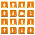 Different cactuses icons set orange