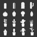 Different cactuses icons set grey vector