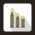 Different caliber bullets icon, flat style