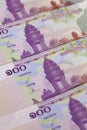 Different Cambodia Riels banknotes Royalty Free Stock Photo