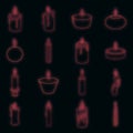 Different candle icons set vector neon