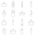 Different candle icon set outline