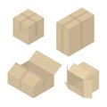 Different cardboard isometric boxes