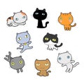 Different cartoon cats set. doodle cats with different emotions. Cat handmade. Isolated cat for design. vector illustration Royalty Free Stock Photo