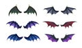 Dragon, devil, bat wings set. Isolated vector icon Royalty Free Stock Photo