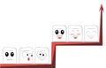 Cartoon faces sit on different red branches of the same graphic Royalty Free Stock Photo