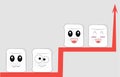 Cartoon faces sit on different red branches of the same graphic Royalty Free Stock Photo