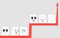 Cartoon faces sit on different red branches of the same graphic Royalty Free Stock Photo