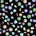 Cartoon Microbes Seamless Pattern. Pandemic Backteria. Dangerous Viruses. Germs Mickroorganism. Bacterium Monsters Royalty Free Stock Photo