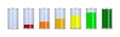 Different charging status battery load on white background. Isolated 3d illustration