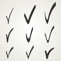 Different checkmark symbol. Black confirm icons set. Vector Royalty Free Stock Photo