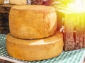 Different cheeses at open air-market