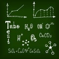 Different chemical elements on the blackboard Royalty Free Stock Photo