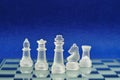 Different chess pieces displayed on a glass chessboard Royalty Free Stock Photo