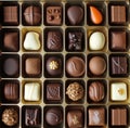 96 different chocolates in a box or boxed gift, classical symmetry Royalty Free Stock Photo