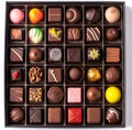 96 different chocolates in a box or boxed gift, classical symmetry Royalty Free Stock Photo