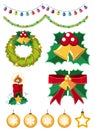 Different christmas ornaments on white background Royalty Free Stock Photo