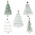 Different Christmas tree set, vector illustration.