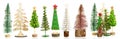 Different Christmas trees and composition on white background