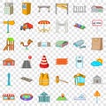 Different city icons set, cartoon style Royalty Free Stock Photo