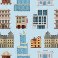 Different city public vector buildings houses set flat design