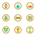 Different clock icons set, cartoon style