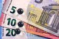 Different Close up EURO Bank note and currency Royalty Free Stock Photo