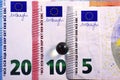 Different Close up EURO Bank note and currency Royalty Free Stock Photo