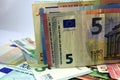 Different Close up EURO Bank note and currency