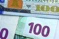 Different Close up EURO Bank note and currency