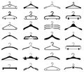 Different clothes hanger silhouette collection. Vector