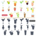 Different cocktails color flat and simple icons set