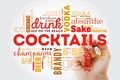 Different cocktails and ingredients word cloud collage with marker, design concept background Royalty Free Stock Photo