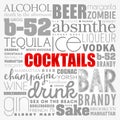 Different cocktails and ingredients, word cloud Royalty Free Stock Photo