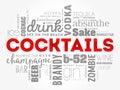 Different cocktails and ingredients, word cloud Royalty Free Stock Photo