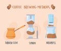 Different coffee brewing methods, turkish syphon and aeropress