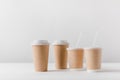 different coffee in paper cups Royalty Free Stock Photo