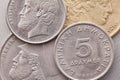 Different coins of old Greek money Royalty Free Stock Photo