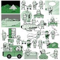 Different Collection of Cartoon Army Man - Set of Concepts Vector illustrations Royalty Free Stock Photo