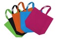 5 different color bags on white background, eco bags, friendly bags, non woven fabric bags Royalty Free Stock Photo