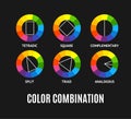 Different Color Circle Palette Combinations Set. Vector