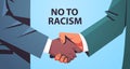 Black and yellow handshaking poster against racism and discrimination racial equality social justice concept horizontal