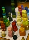 Different color modeling clay towers close up photo