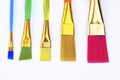 Different color and size of artist paints brushes