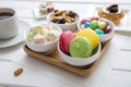Different color sweets on bowl Royalty Free Stock Photo