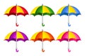 Different color umbrellas set of illustrations Royalty Free Stock Photo